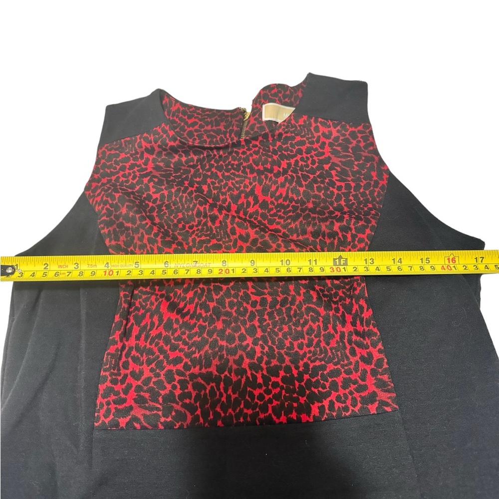 MICHAEL KORS Black Red Sleeveless Leopard Cheetah Print Dress SZ 10 Knee Length - Picture 8 of 8